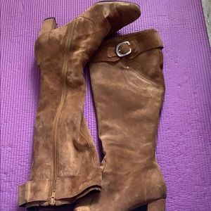 Brown suede Enzo Angiolini knee-high heeled boots